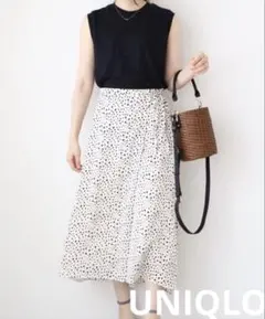【未使用】UNIQLO アニマルドット　フレアスカート オフホワイト　L