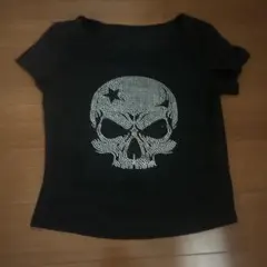 ROMWE スカル ラインストーン Tシャツ ブラック S