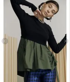 UN3D. ショートニットトップ キャメル