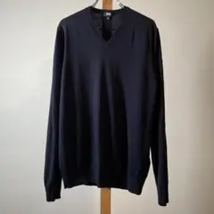 UNIQLO ユニクロ メリノ ウール Ｖネック セーターメンズ L ネイビー