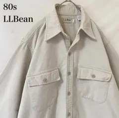 80s vintage LLBean コットンシャツ アイボリー ワーク