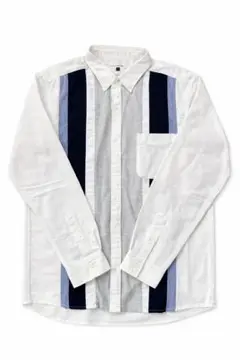 a.v.v HOMME 長袖シャツ メンズ ストライプ ボタンダウン ホワイト