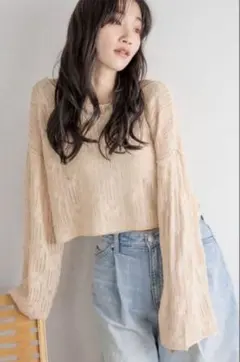 【新品未開封品】スカシドルマンニット　アイボリー　長袖