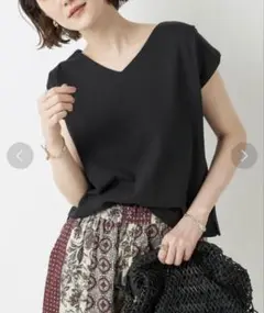 【9/15までの限定価格】リブドロワ　 グレー　半袖　 Tシャツ