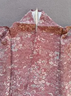 小紋 着物 花柄 身丈157裄62.5