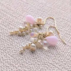 チェコビーズと淡水パールのピアス【114】