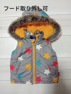 moujonjon星柄ダウンフリースボアベスト 80サイズムージョンジョンフード