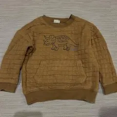 プティマイン トレーナー 90 恐竜　男の子　petit main ブラウン