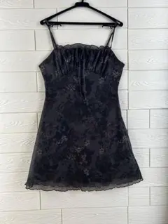 レディース　黒系花柄　キャミワンピース　ミニ　美品