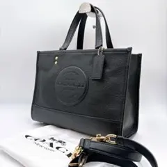 COACH トートバッグ レザー 19391 ホワイト×ブラック ビッグロゴ | Mercari
