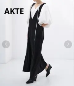 アクテ AKTE アウトポケットジャンパースカート ブラックのサムネイル