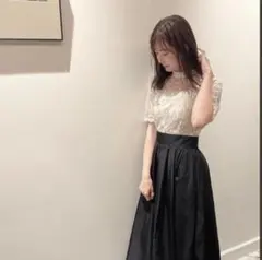 マーキュリーデュオMERCURYDUO レースドッキングギャザーフレアドレス新品