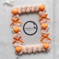 硬質ケース B7サイズ ホイップデコ ハート リボン オレンジB7-198