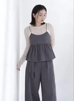 バックリボン ペプラムキャミソール グレーのサムネイル