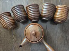 木製 急須 湯呑み 5客セット 茶器