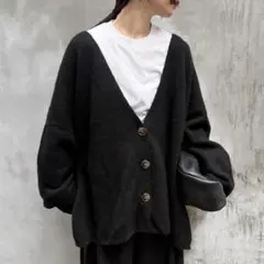 select MOCA スリーブリンキングVネックカーディガン