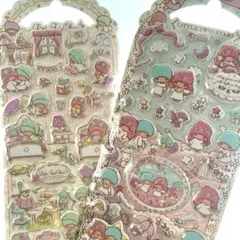【2枚】B1 リトルツインスターズ★キキララ★ぷっくりシール サンリオ