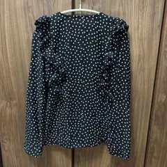minä perhonen ネイビー・ホワイト ドット柄ブラウス うさる様専用