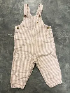 purebaby ピンク ストライプ オーバーオール 12-18m