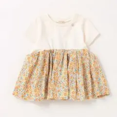 プティマイン　小花柄チュニック　イエロー