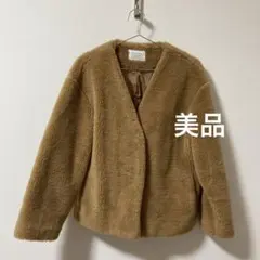 ローリーズファーム ボアジャケット ふわもこ 厚手 Vネック L スナップボタン