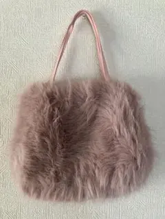 ピンクファー ミニハンドバッグ ショルダーストラップ付き