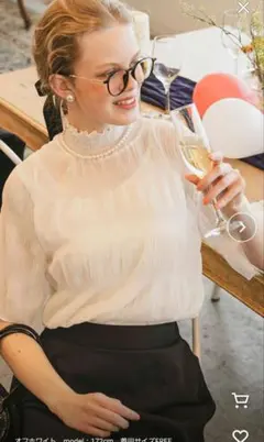 マジョリカプリーツシャーリング ハイネック半袖シアープルオーバー