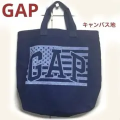 【GAP】ロゴ　星条旗　紺　トートバッグ　キャンバス地　アメリカ　レア　大容量