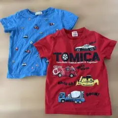トミカ はたらくくるま Tシャツ 2枚セット 赤 青 まとめ売り