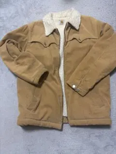 ベージュ ボア襟付きジャケット