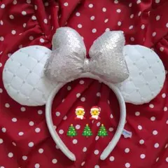 ミニー カチューシャ ホワイト 白 スパンコール キルティング ディズニー