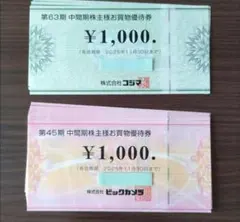 コジマ・ビックカメラ お買物券セット