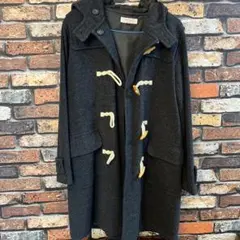 ダークグレー ダッフルコート ウール混紡