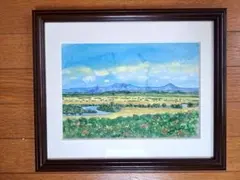 秋の風景 水彩画 A4サイズ 木製フレーム