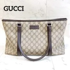高級✨GUCCI グッチ GG PVC レザー トートバッグ A4収納 ブラウン