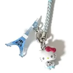 【希少】　サンリオ　ハローキティ　根付けストラップ　東京限定　東京タワー　ブルー
