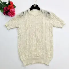 美品　INGEBORG サマーニット　リネン100% レース　オフホワイトのサムネイル