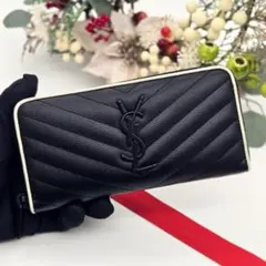 サンローラン 長財布 YSL カサンドラ ラウンドファスナー A58 キャビア