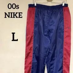 【人気】00s NIKE ナイキ ナイロンパンツ ジャージ 刺繍 青 赤 L