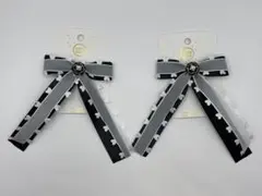 【AC13】リボンヘアクリップ　ブラック　黒