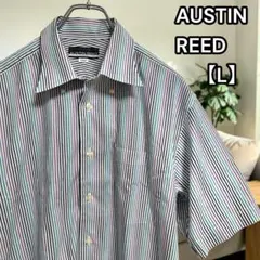 美品★AUSTIN REED【オースチンリード】半袖シャツ ストライプ Lのサムネイル