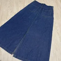 GU デニムAラインロングスカート マキシ丈スカート スリット入り カジュアル
