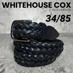 Whitehouse Cox 編み込みレザーベルト　ホワイトハウス　コックス　黒 中古・古着通販】Whitehouse Cox (ホワイトハウスコックス) 編み込み
