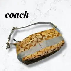 希少カラー✨COACH コーチ シグネチャー ハンドバッグ 水色ライン