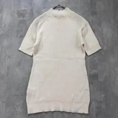 美品 CARVEN 半袖 モックネックリブニット S シルク混 アイボリーのサムネイル