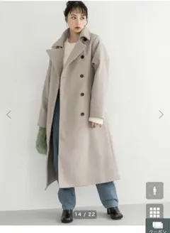 fifth スタンドカラーロングコート グレージュ / M