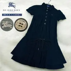 極美品 バーバリー ワンピース 黒 半袖 シャドー ノバチェック フレア M