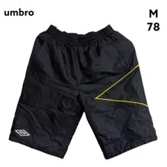 umbro ハーフパンツ M 黒 イエローライン　中綿入り　W78　サッカー