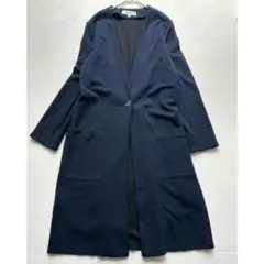 インディヴィ ノーカラーカットソーロングジャケット カーディガン 38 アウター