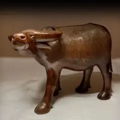 木彫り 牛 置物 飾物 干支丑 骨董品 古美術 アンティーク
